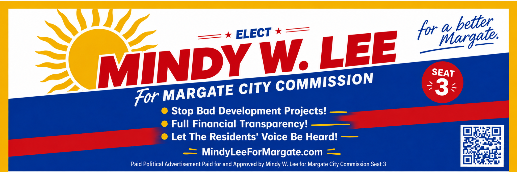 Mindy W. Lee campaign bus shelter advertisement